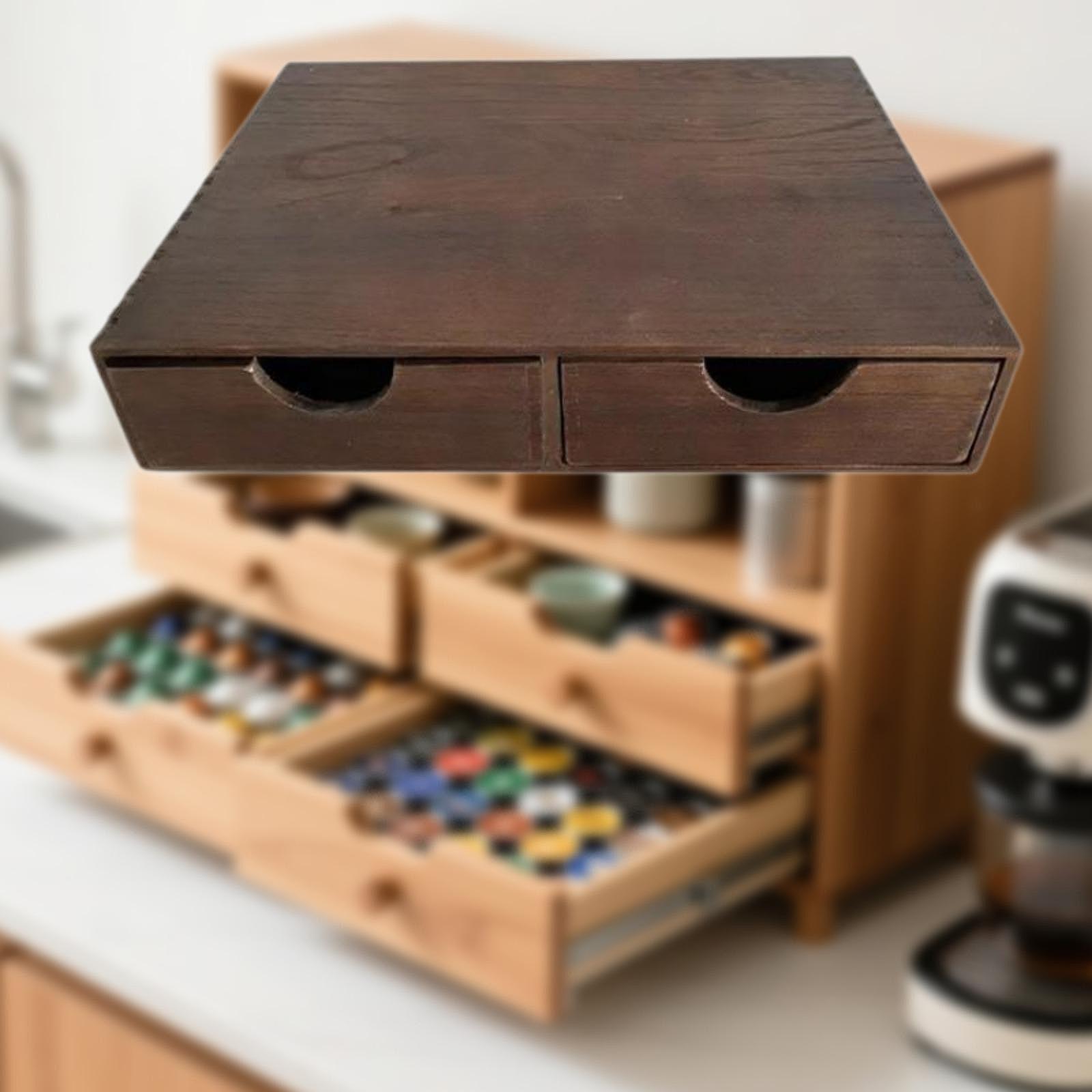 Coffee Tea Drawer Organizer - Mobiletto Organizzatore in Legno per Capsule