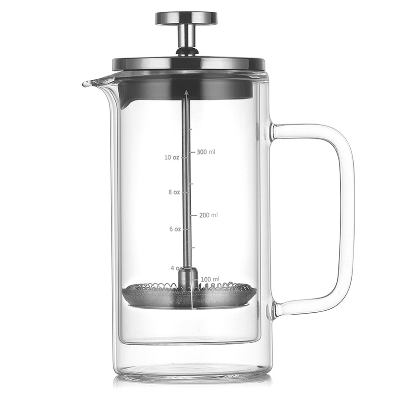 French Press Glass - Caffettiera francese con filtro a pressione