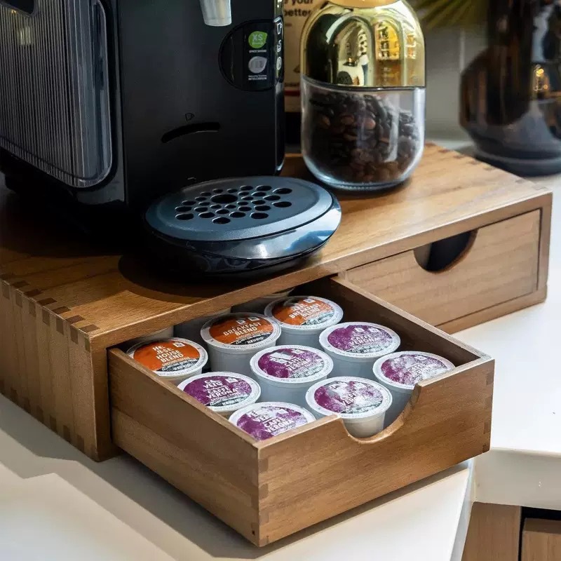 Base minimalista in legno mass - Coffee Tea Drawer Organizer recensione e prezzo
